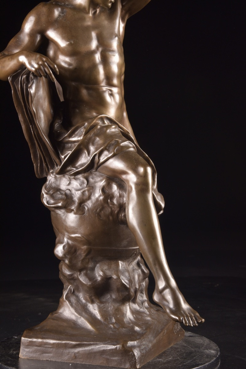 Bronze Sculpture, Ad Lumen, émile-louis Picault (1833-1915), Late 19th Century, Colin Cast Iron-photo-4