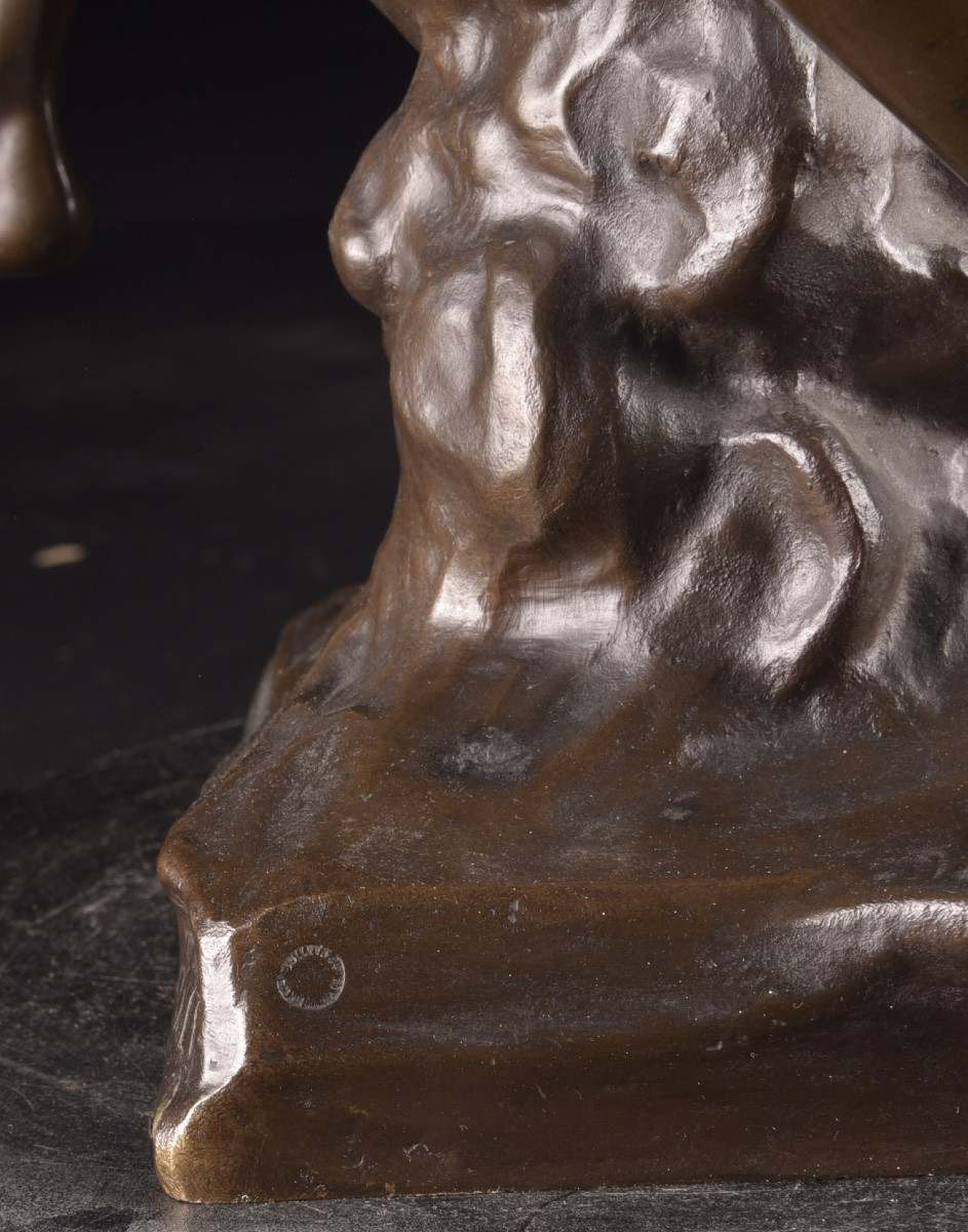 Bronze Sculpture, Ad Lumen, émile-louis Picault (1833-1915), Late 19th Century, Colin Cast Iron-photo-5