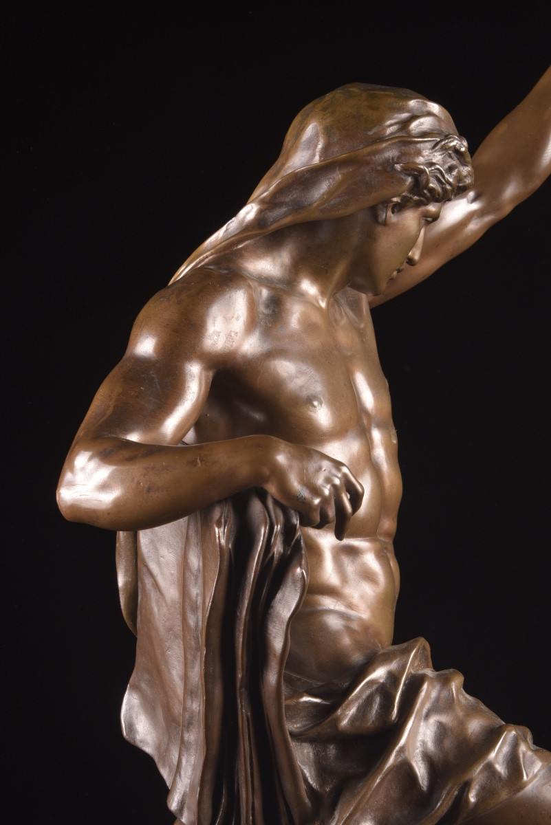 Bronze Sculpture, Ad Lumen, émile-louis Picault (1833-1915), Late 19th Century, Colin Cast Iron-photo-6