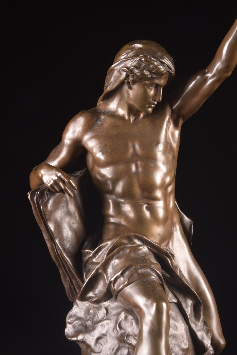 Bronze Sculpture, Ad Lumen, émile-louis Picault (1833-1915), Late 19th Century, Colin Cast Iron-photo-7