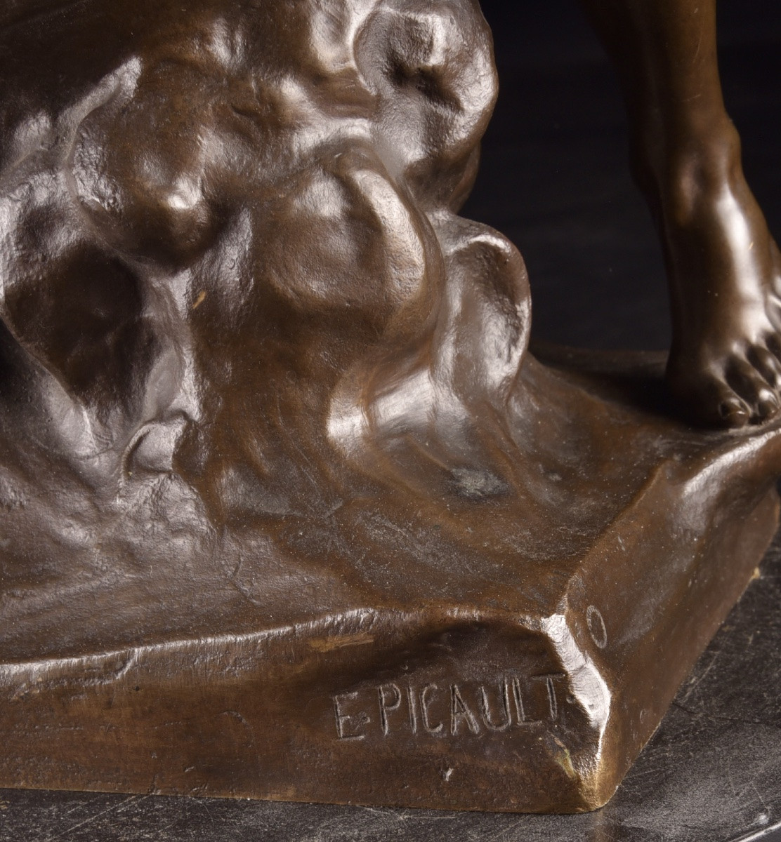 Bronze Sculpture, Ad Lumen, émile-louis Picault (1833-1915), Late 19th Century, Colin Cast Iron-photo-8