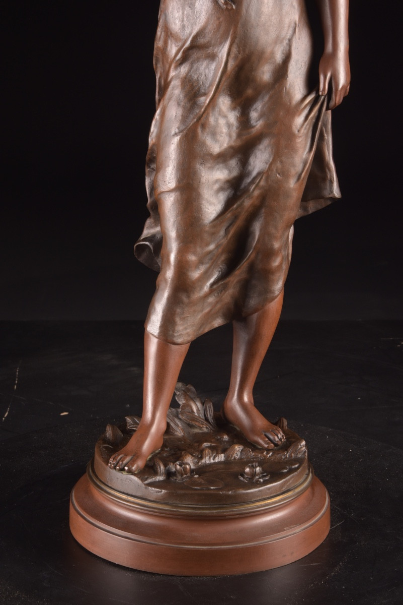 Sculpture In Patinated Bronze, Candeur, émile François Carlier (1849-1927), Late 19th Century-photo-4