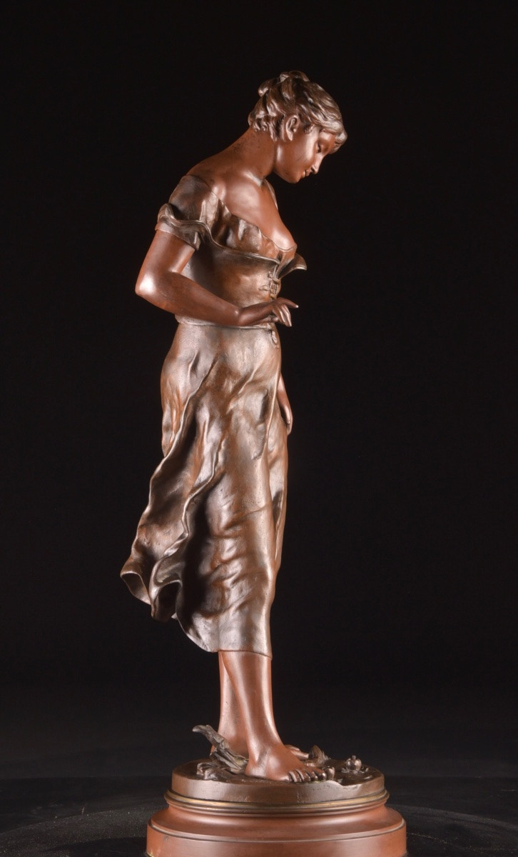 Sculpture In Patinated Bronze, Candeur, émile François Carlier (1849-1927), Late 19th Century-photo-2