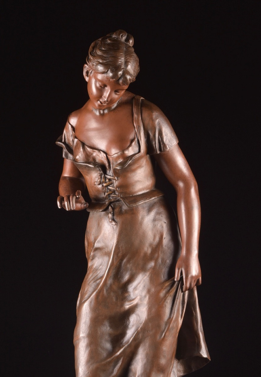 Sculpture In Patinated Bronze, Candeur, émile François Carlier (1849-1927), Late 19th Century-photo-5