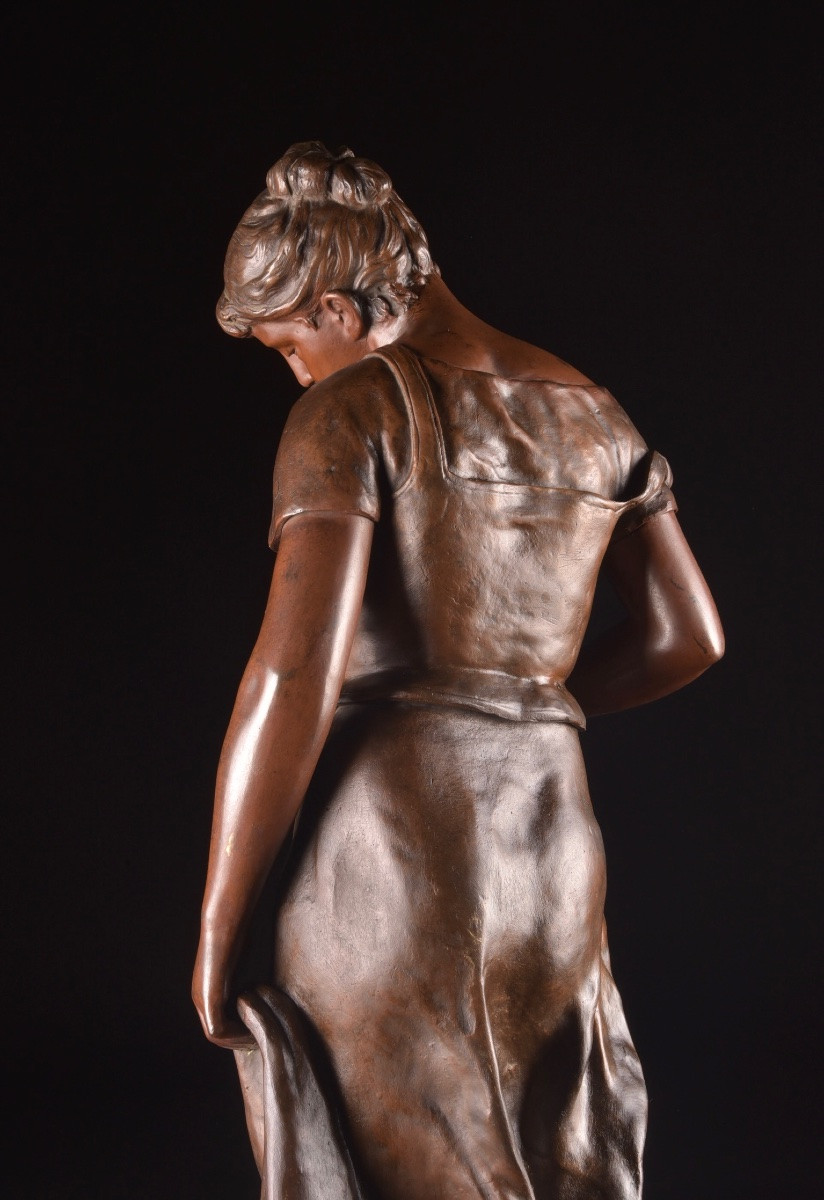 Sculpture In Patinated Bronze, Candeur, émile François Carlier (1849-1927), Late 19th Century-photo-7