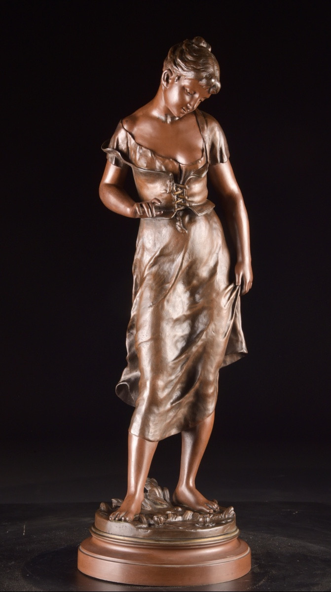 Sculpture In Patinated Bronze, Candeur, émile François Carlier (1849-1927), Late 19th Century