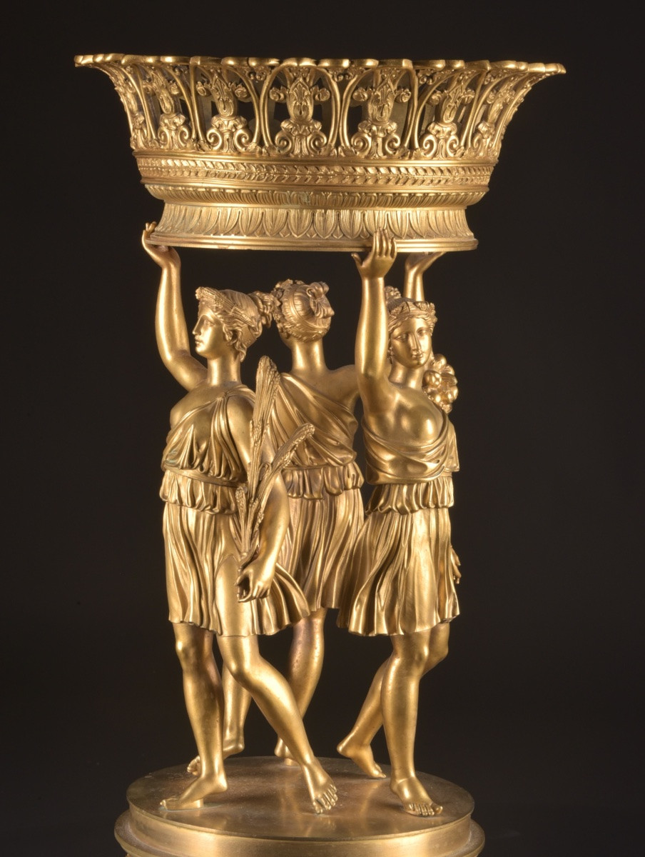 Centre de table en bronze doré, époque Empire, début XIXe siècle, attribué à Philippe Thomire -photo-7