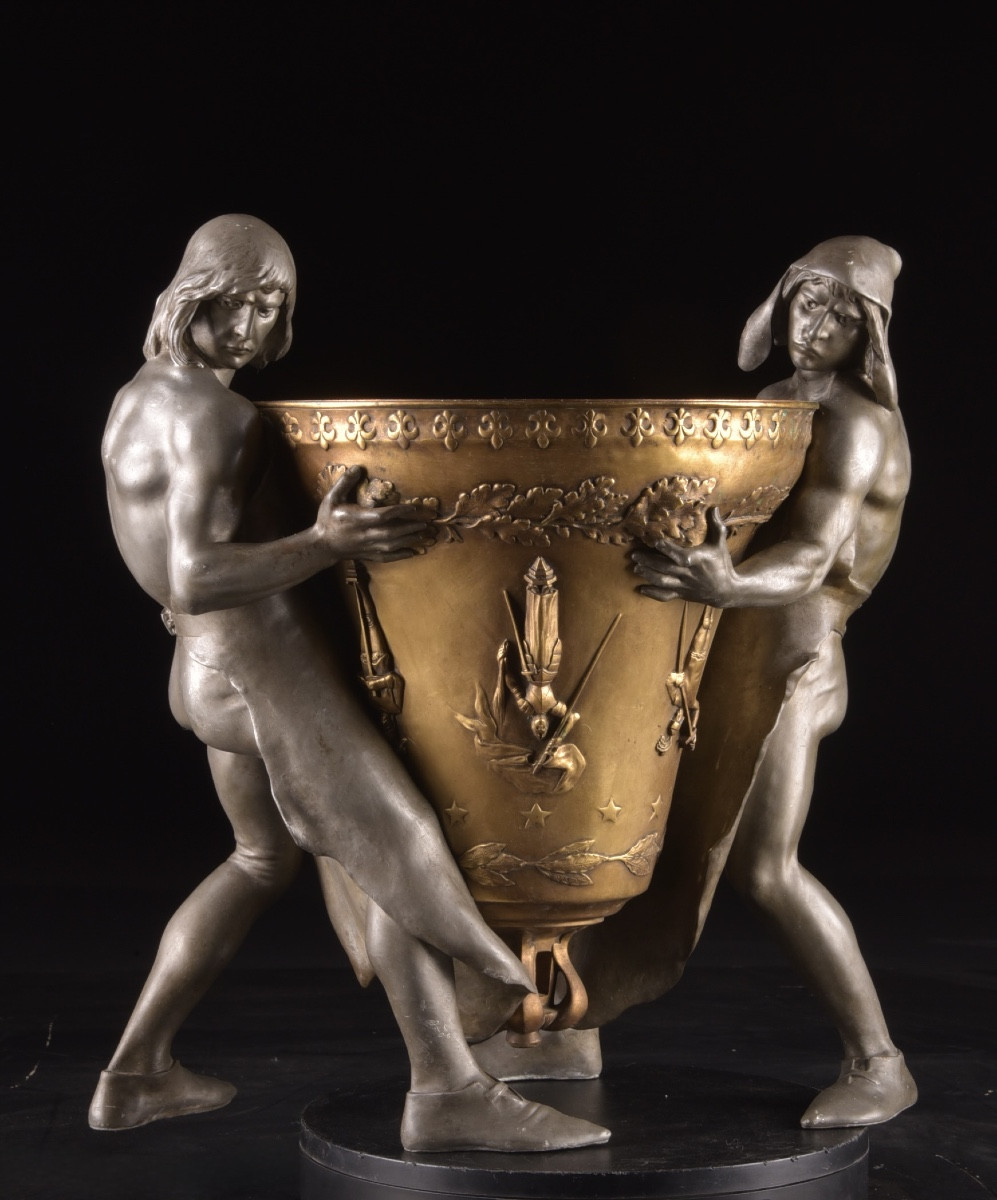Bronze « Les Fondeurs du Moyen Âge », vers 1900.