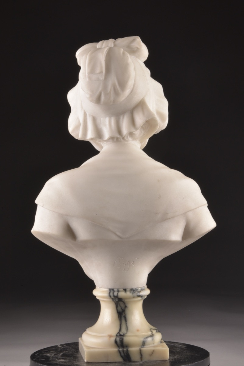 Marble Bust Of A Young Girl By Guglielmo Pugi (1850-1915), Italy, Late 19th Century-photo-8