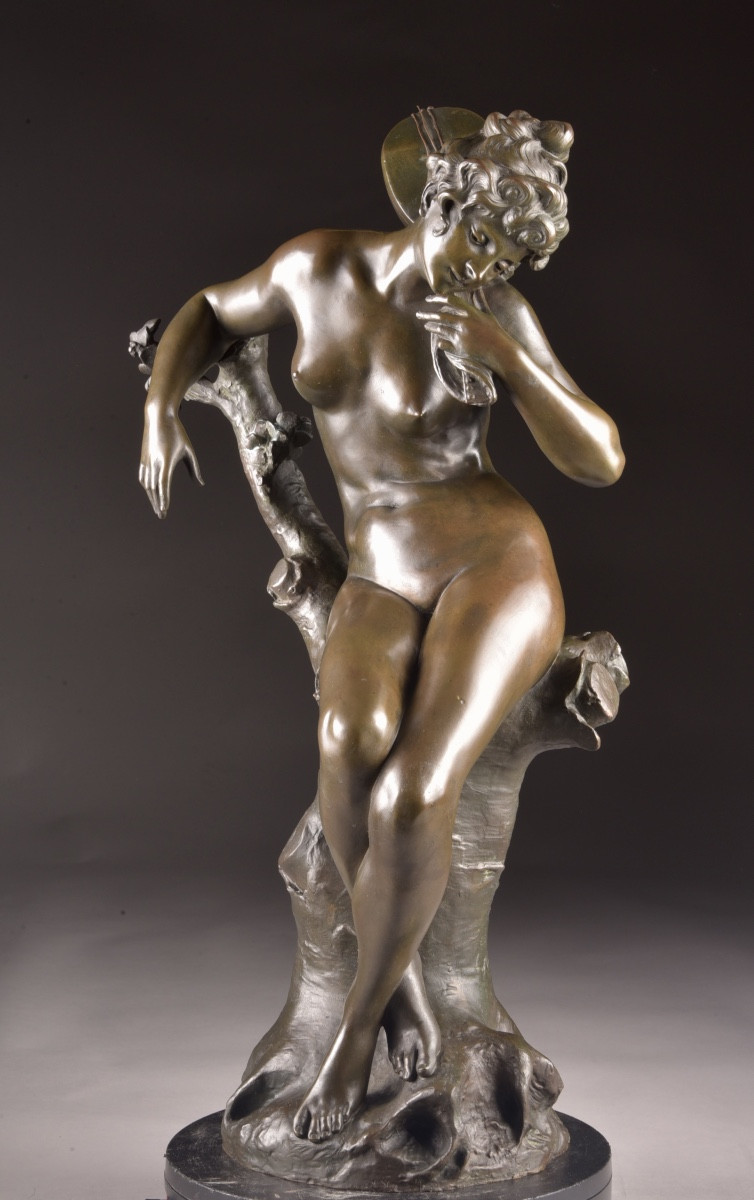 Louis Madrassi (1848–1919) — bronze Art Nouveau représentant une musicienne -photo-2