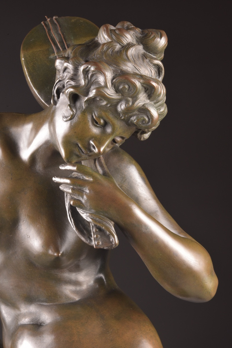 Louis Madrassi (1848–1919) — bronze Art Nouveau représentant une musicienne -photo-3