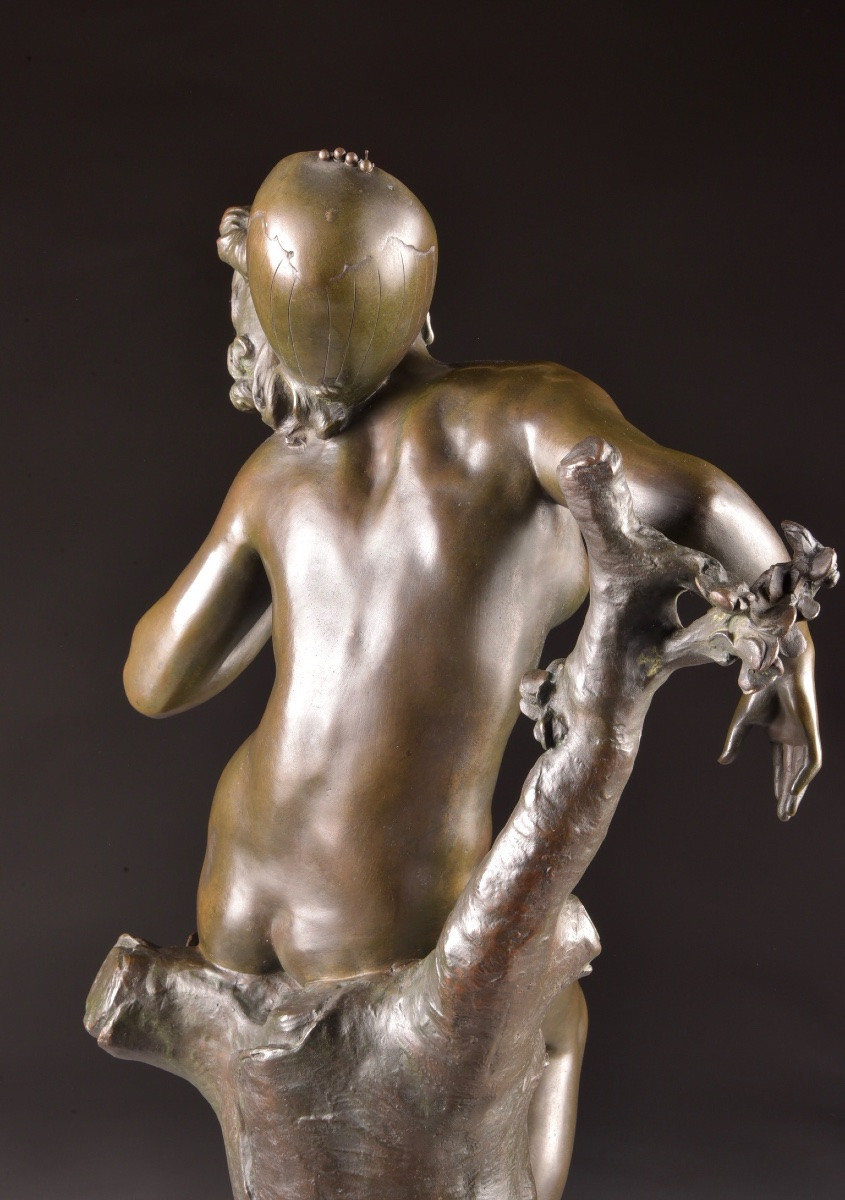 Louis Madrassi (1848–1919) — bronze Art Nouveau représentant une musicienne -photo-1