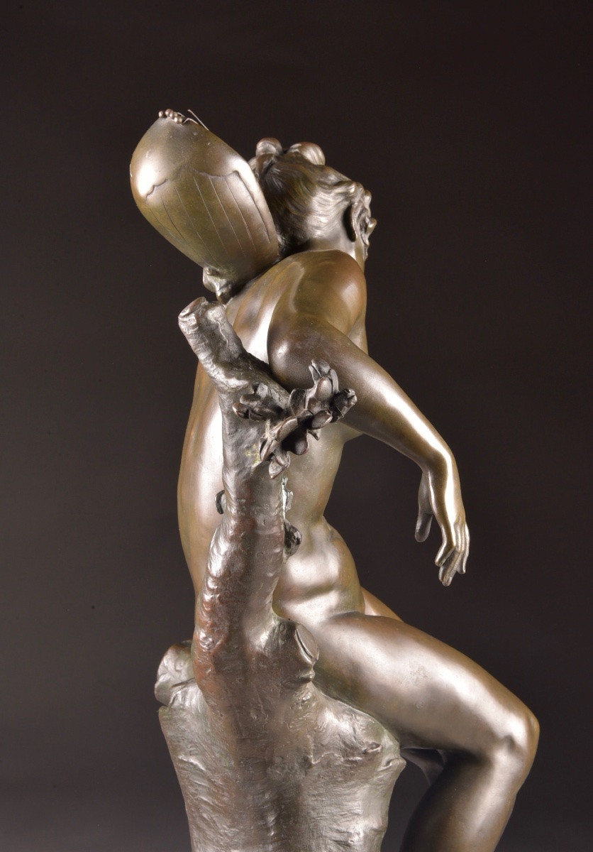 Louis Madrassi (1848–1919) — bronze Art Nouveau représentant une musicienne -photo-2
