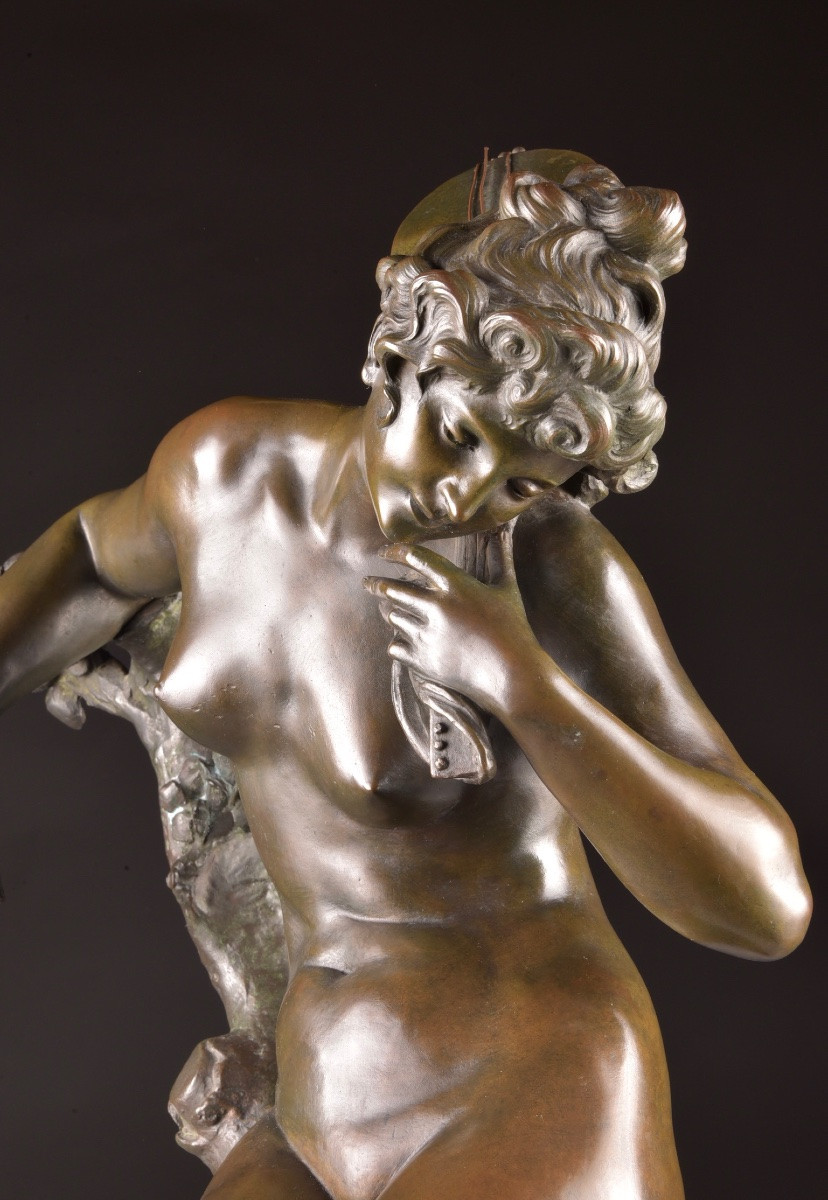 Louis Madrassi (1848–1919) — bronze Art Nouveau représentant une musicienne -photo-7