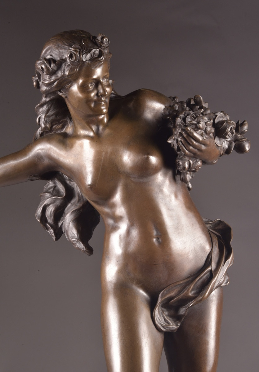 Paul Romain Chevré (1867–1914) — bronze Art Nouveau représentant une jeune femme -photo-2