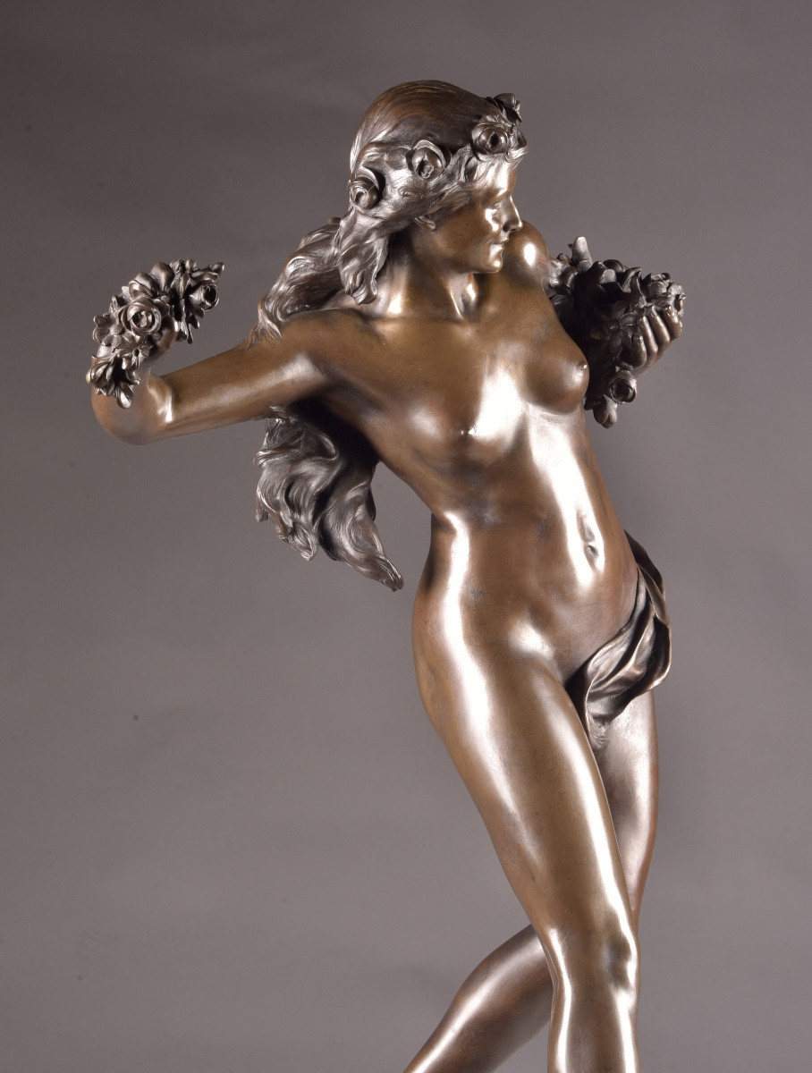 Paul Romain Chevré (1867–1914) — bronze Art Nouveau représentant une jeune femme -photo-4