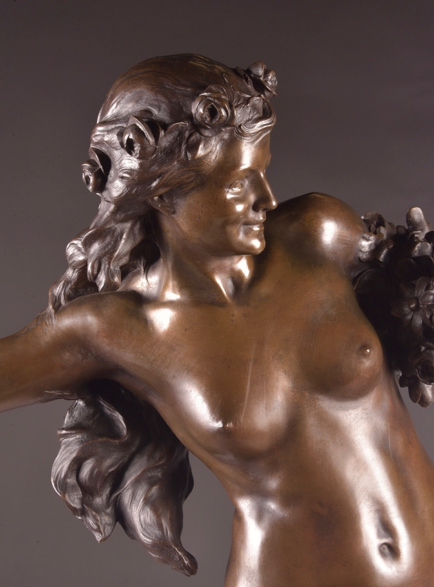 Paul Romain Chevré (1867–1914) — bronze Art Nouveau représentant une jeune femme -photo-3