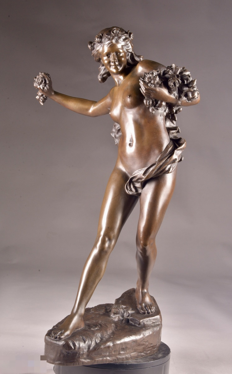 Paul Romain Chevré (1867–1914) — bronze Art Nouveau représentant une jeune femme 