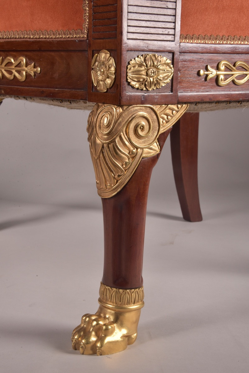 Pair Of 19th Century Empire-style Armchairs With Ormolu Sphinxes-photo-2