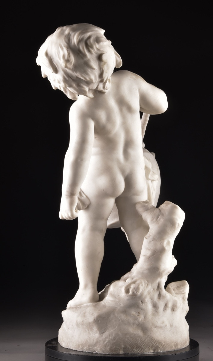 Sculpture en marbre « L’Enfant à la cruche » par Auguste Moreau (1834–1917)-photo-3