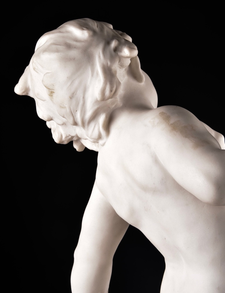 Sculpture en marbre « L’Enfant à la cruche » par Auguste Moreau (1834–1917)-photo-1