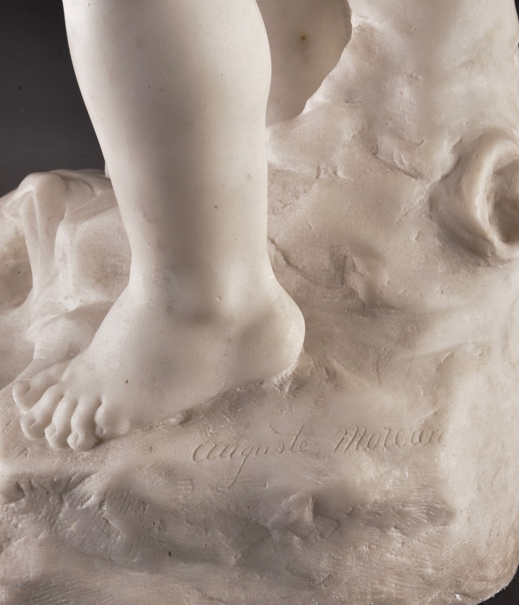 Sculpture en marbre « L’Enfant à la cruche » par Auguste Moreau (1834–1917)-photo-5
