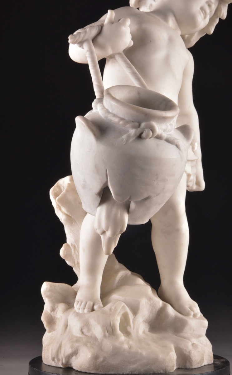 Sculpture en marbre « L’Enfant à la cruche » par Auguste Moreau (1834–1917)-photo-8