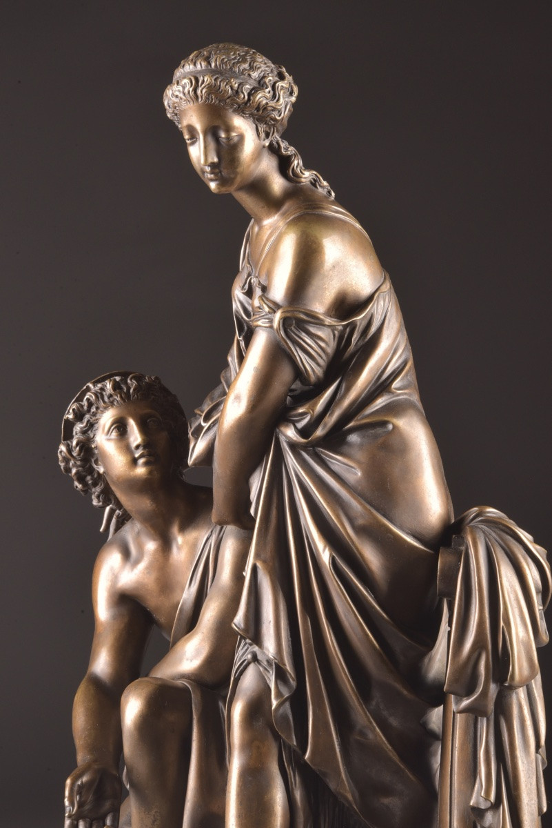Auguste Aizelin (1821-1902) - Couple Of Shepherds-photo-3
