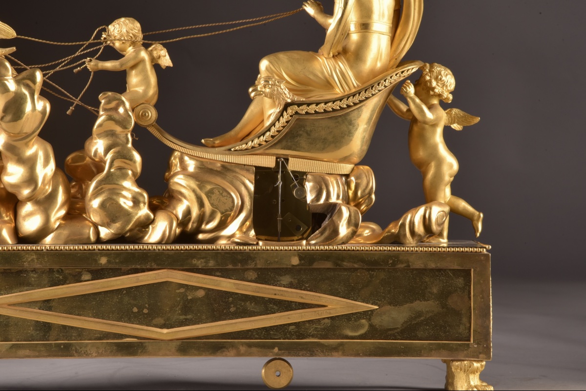 Exceptional "venus" Carriage Clock From The Empire Period, Signed By Deverberie & Co.,-photo-5