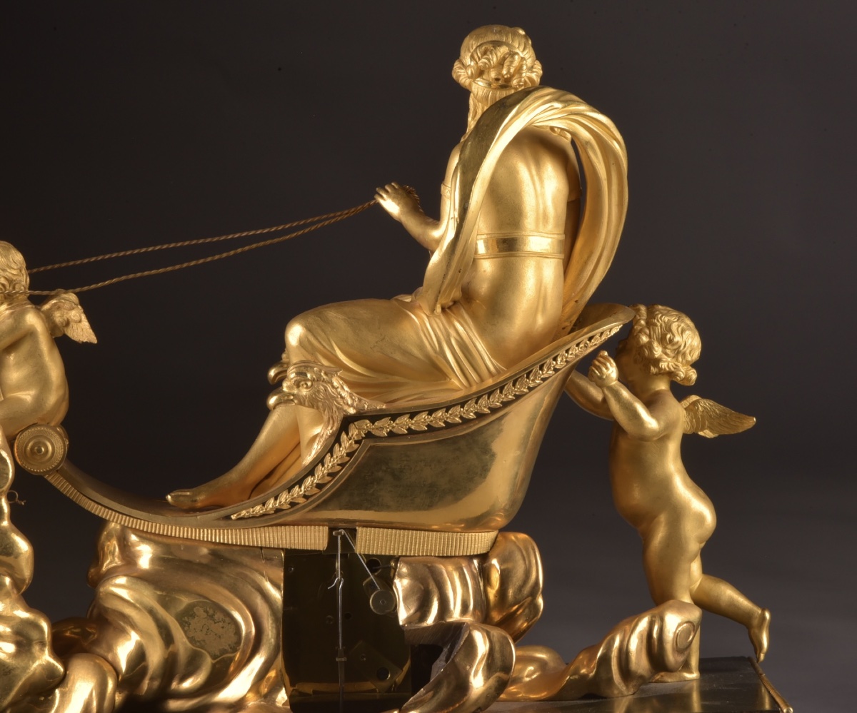 Exceptional "venus" Carriage Clock From The Empire Period, Signed By Deverberie & Co.,-photo-6