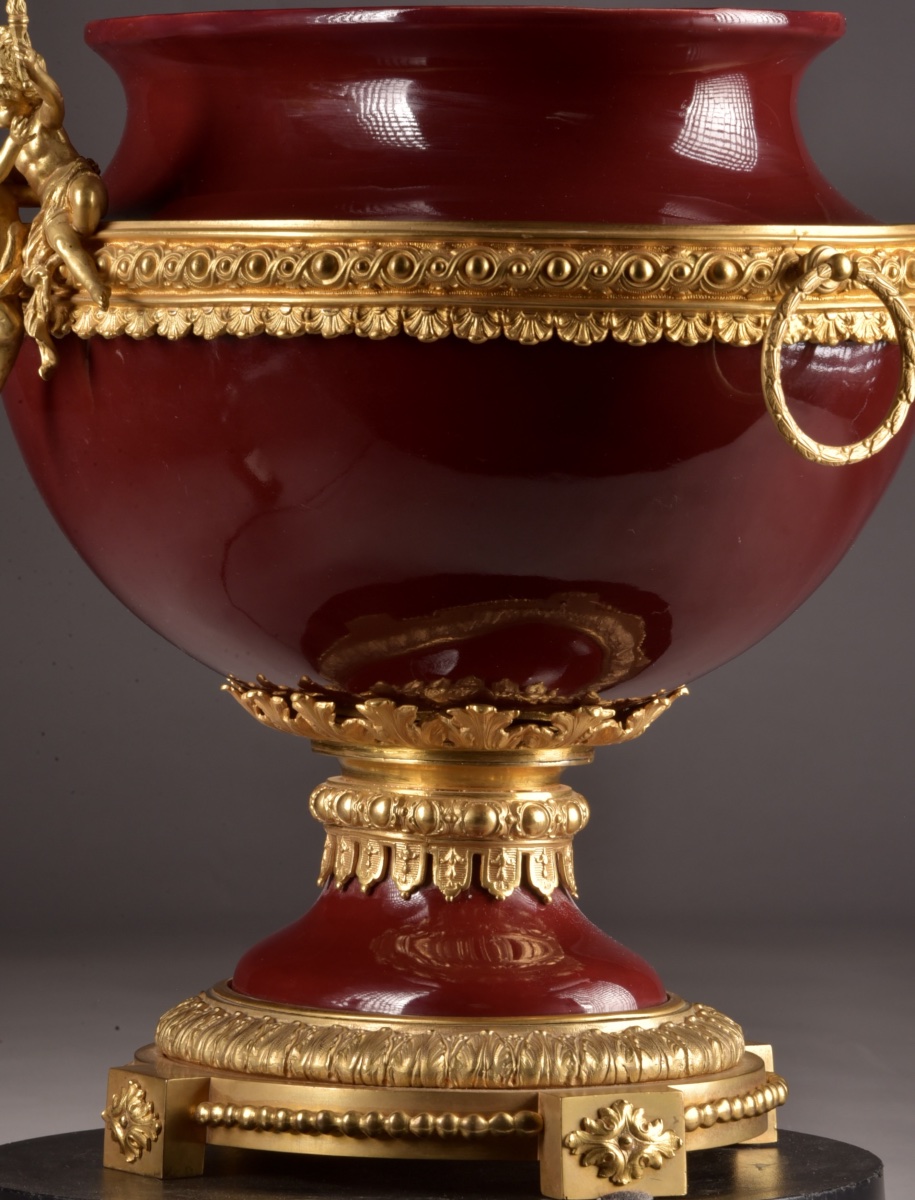 Mainly Tableware, Louis XVI Style, In Oxblood-colored Porcelain And Gilded Bronze, France-photo-3