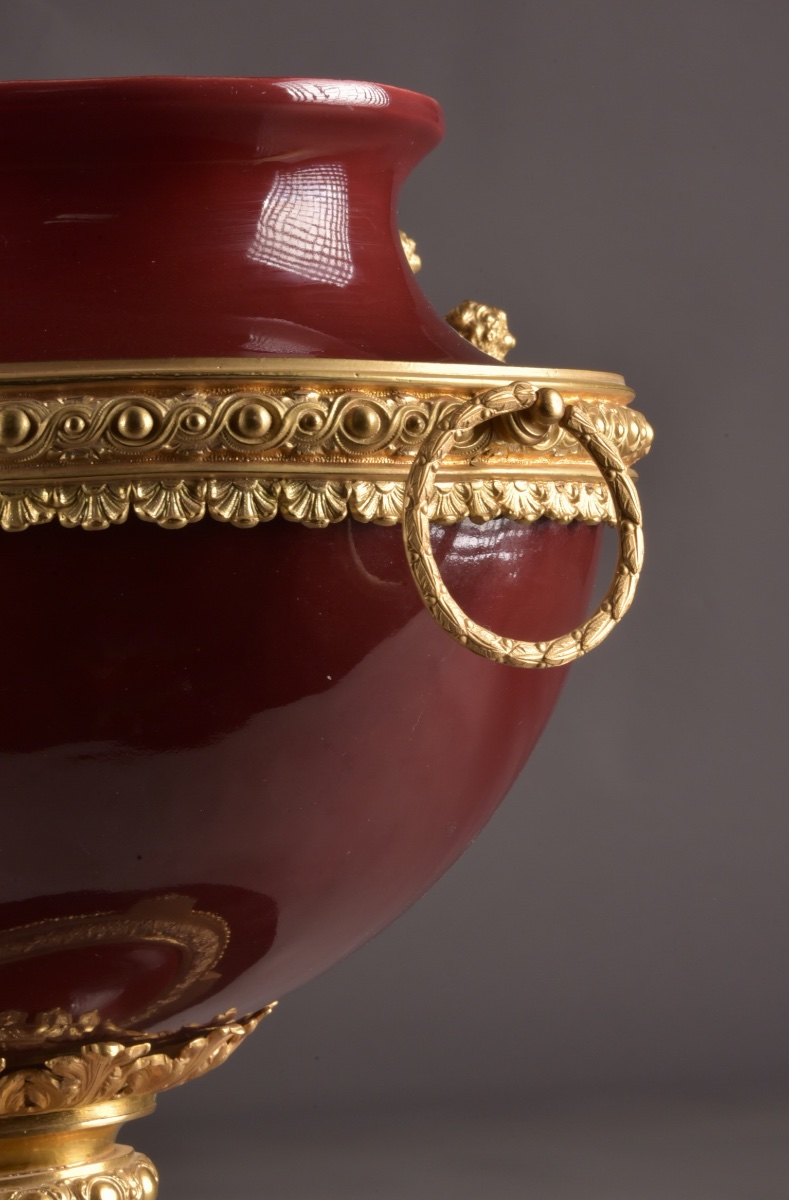 Mainly Tableware, Louis XVI Style, In Oxblood-colored Porcelain And Gilded Bronze, France-photo-5