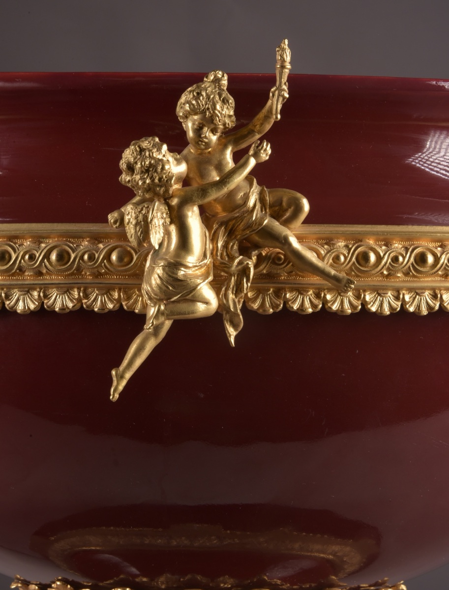 Mainly Tableware, Louis XVI Style, In Oxblood-colored Porcelain And Gilded Bronze, France-photo-6