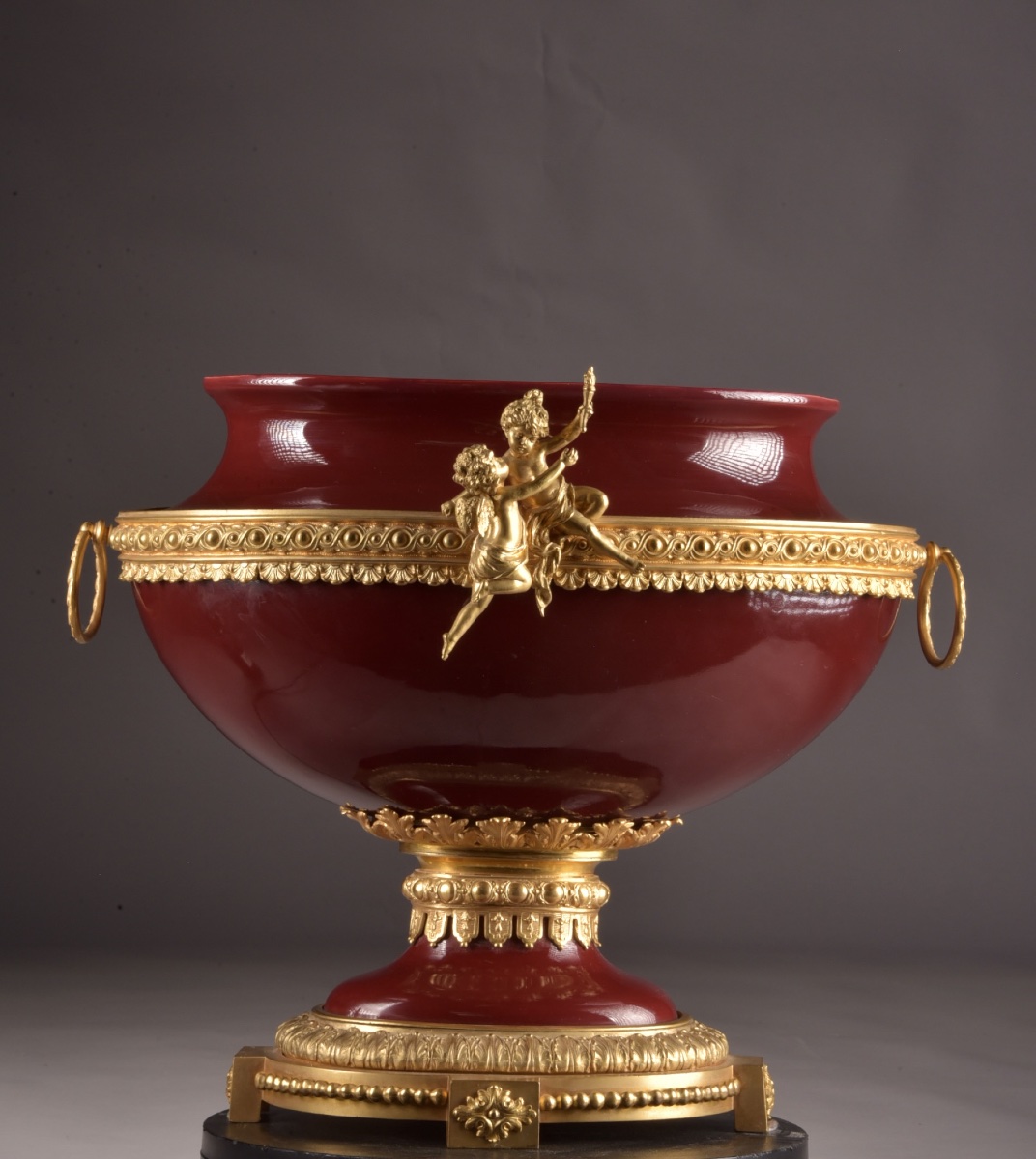Mainly Tableware, Louis XVI Style, In Oxblood-colored Porcelain And Gilded Bronze, France