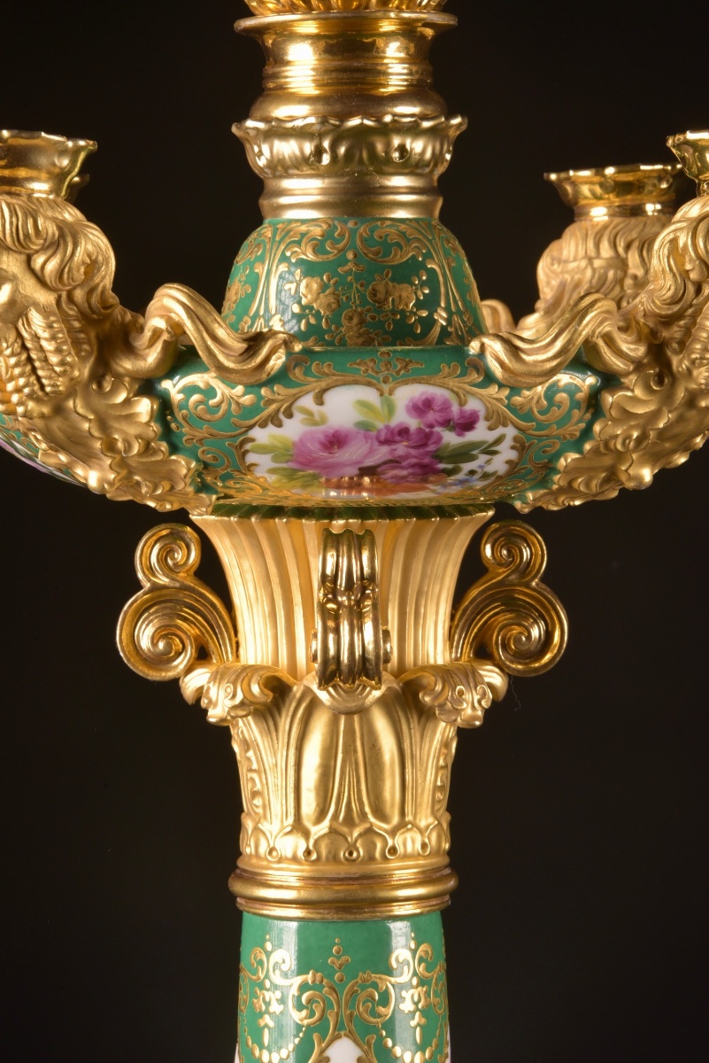 Paire de candélabres en porcelaine à décor polychrome de Jacob Petit (1796–1868)-photo-2