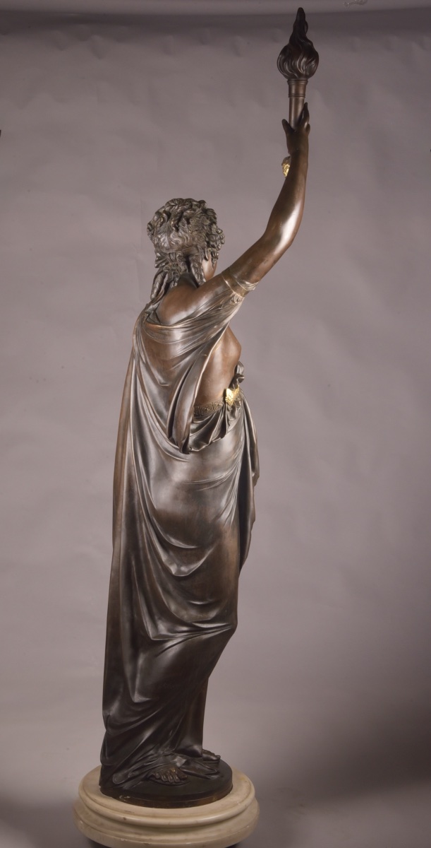 Albert-ernest Carrier-belleuse (1824–1887) – Figure Holding A Torch-photo-2