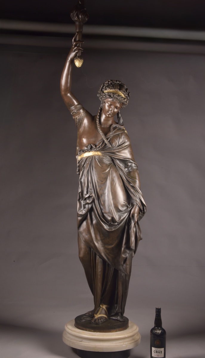 Albert-ernest Carrier-belleuse (1824–1887) – Figure Holding A Torch-photo-4