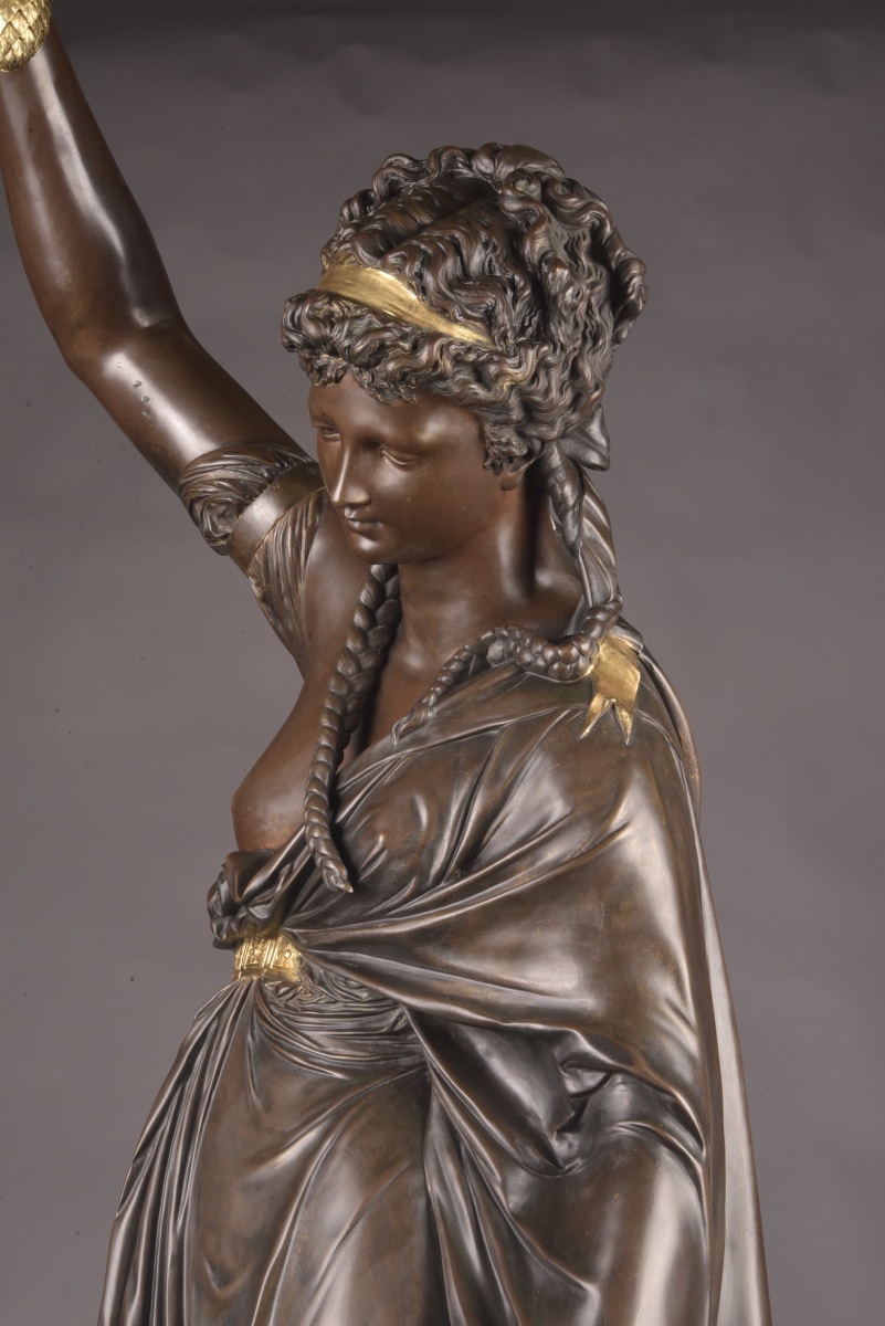 Albert-ernest Carrier-belleuse (1824–1887) – Figure Holding A Torch-photo-2