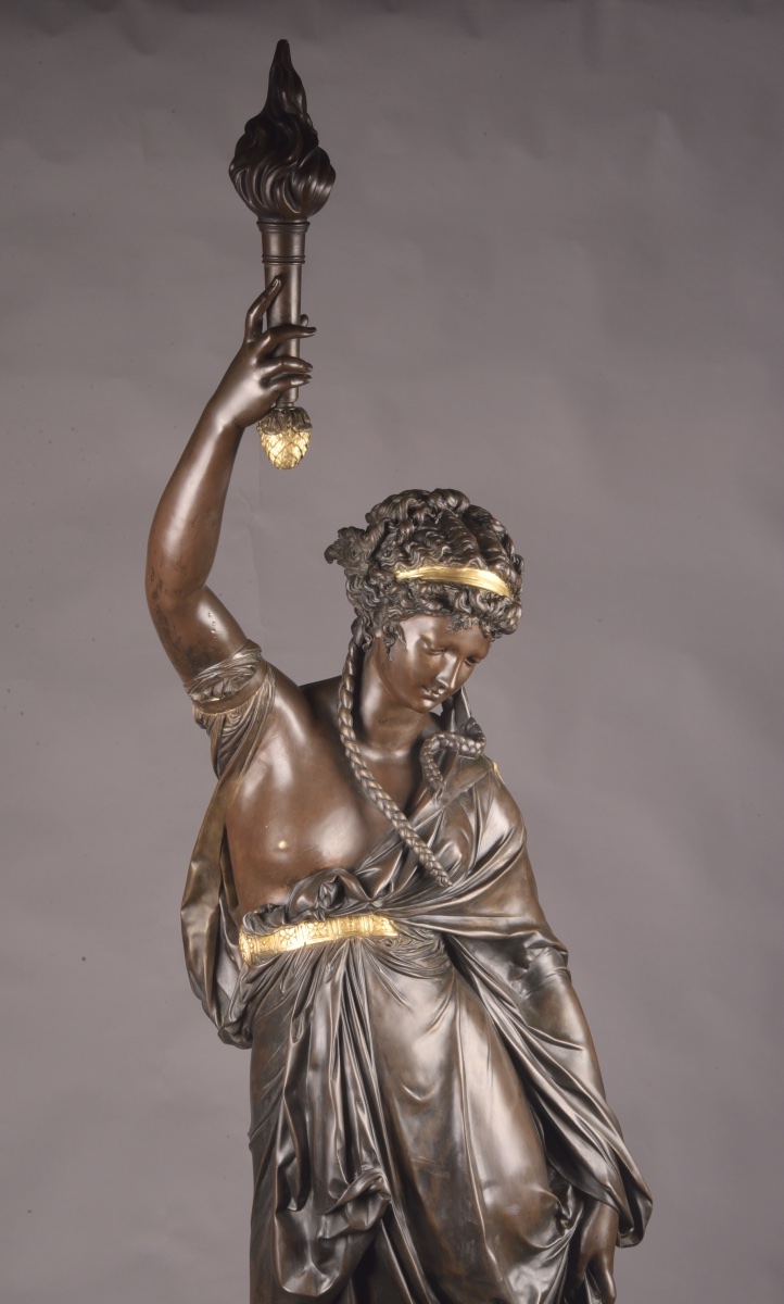 Albert-ernest Carrier-belleuse (1824–1887) – Figure Holding A Torch-photo-3