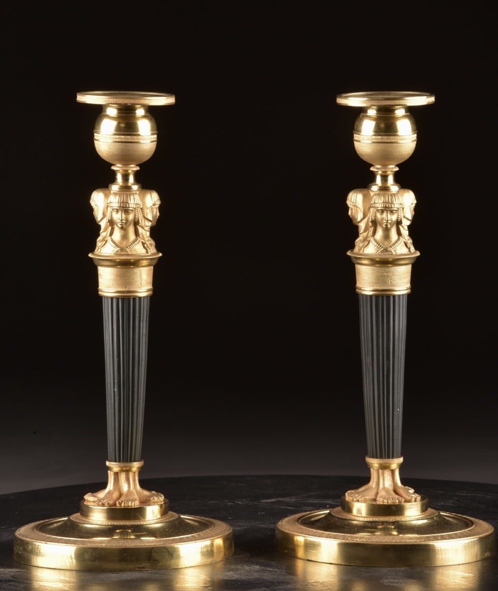 Paire de flambeaux Empire « Retour d’Égypte », attribuée à Claude Galle, vers 1805-photo-2