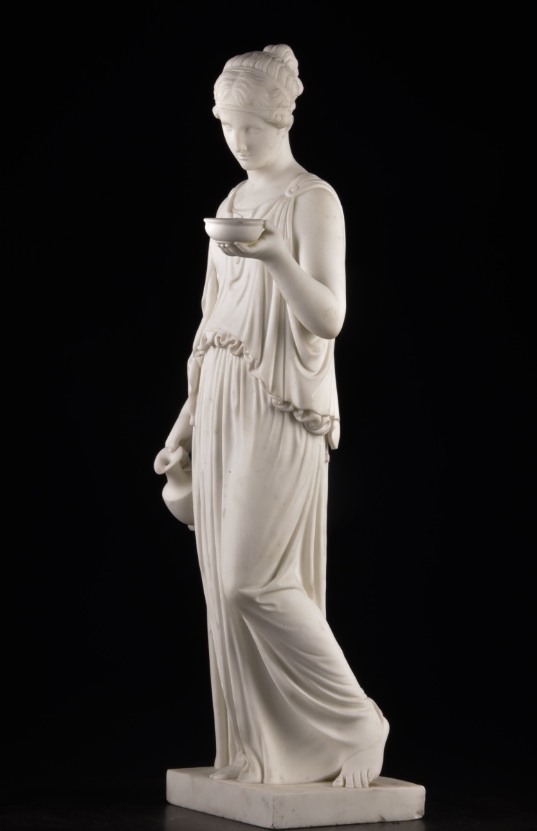 Hebe In Carrara Marble, After Bertel Thorvaldsen  Empire Period – Early 19th Century-photo-1