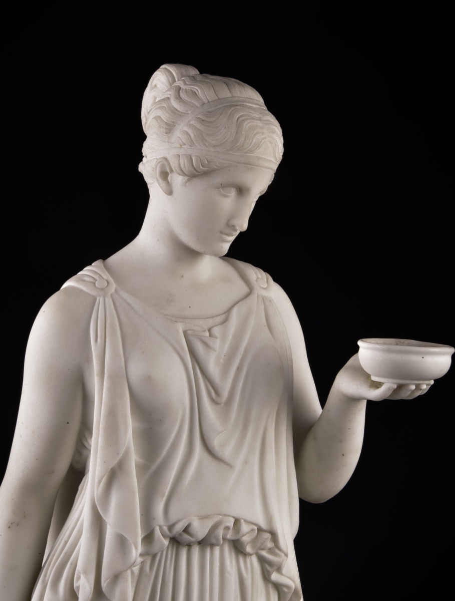 Hebe In Carrara Marble, After Bertel Thorvaldsen  Empire Period – Early 19th Century-photo-3