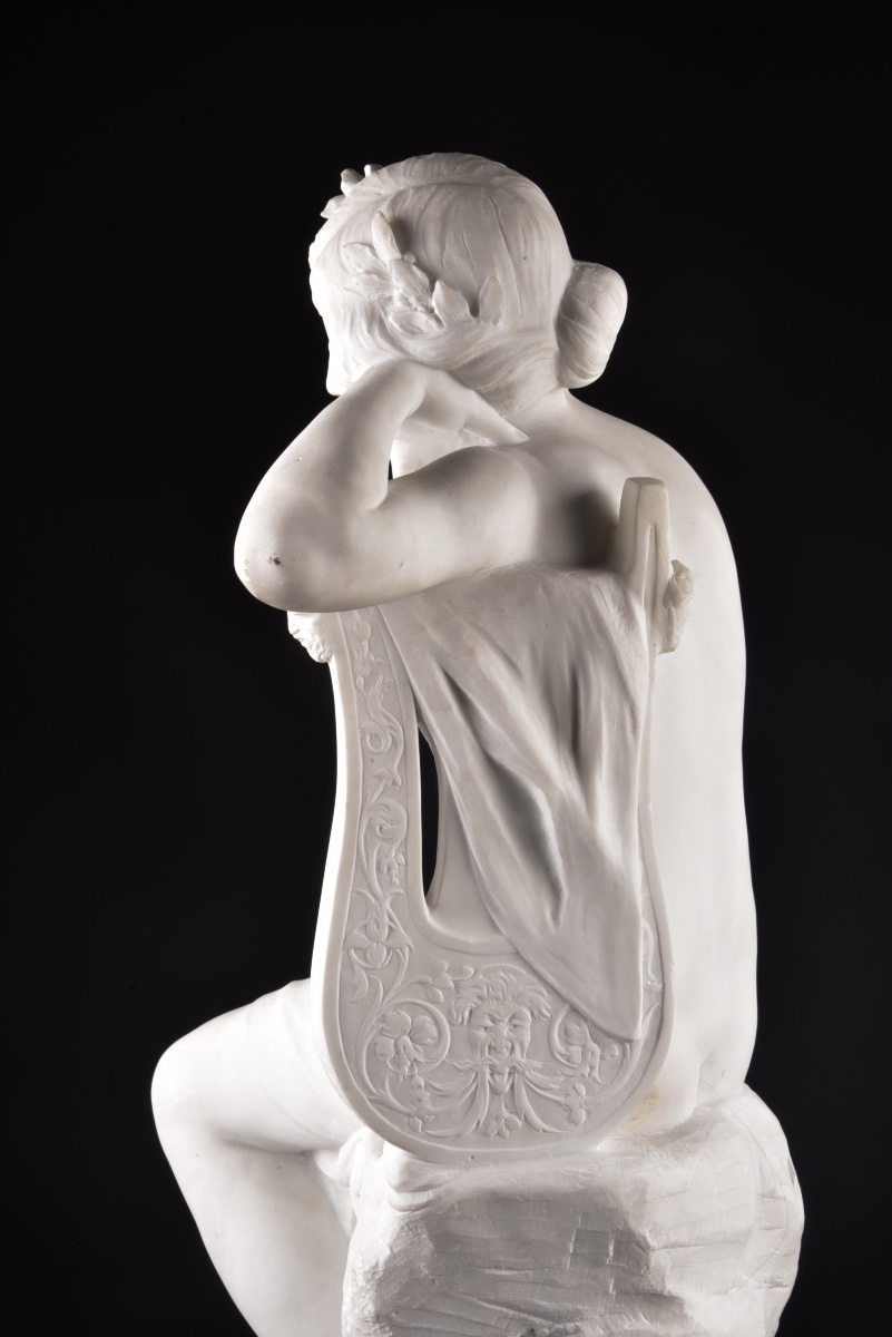 Meditazione – Attilio Fagioli (1877–1966) Sculpture monumentale en marbre de Carrare-photo-2
