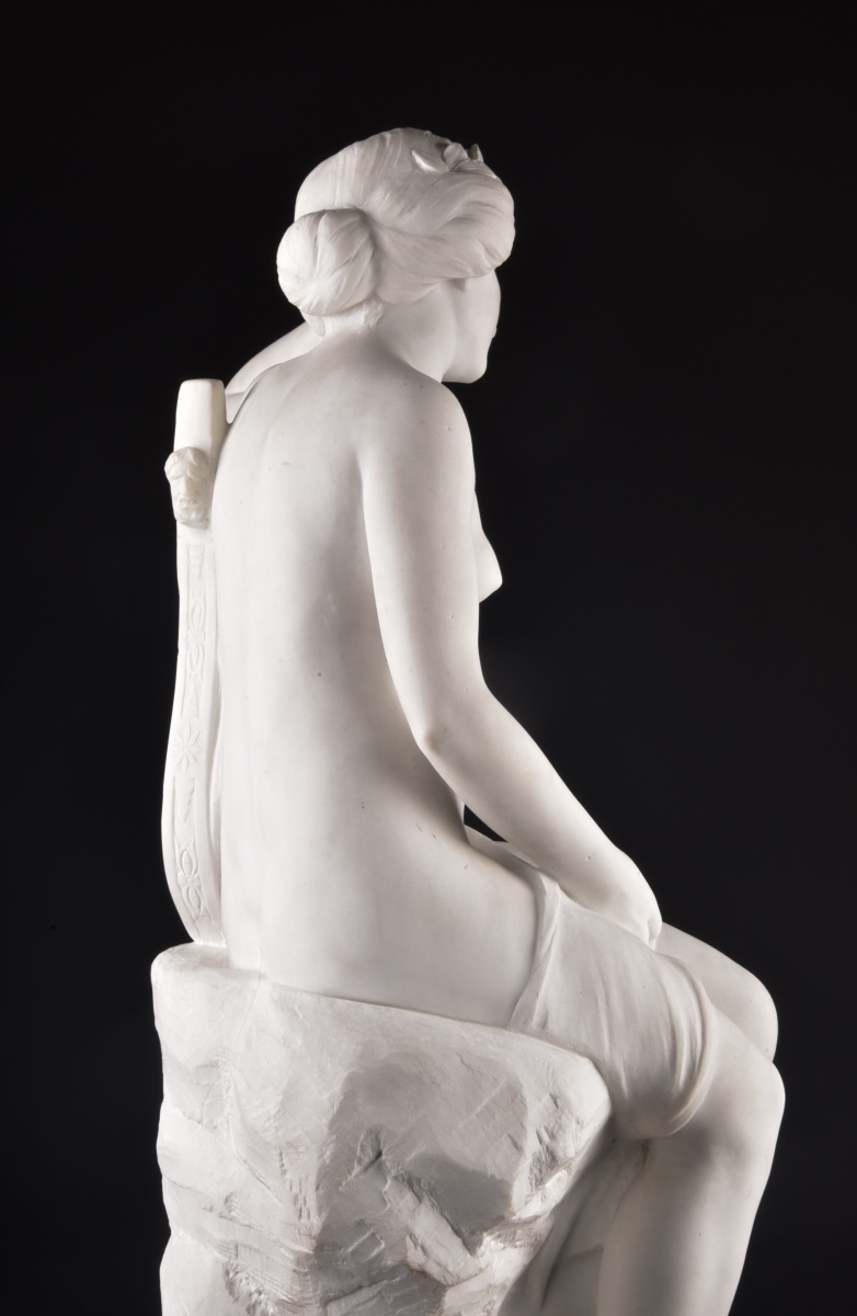 Meditazione – Attilio Fagioli (1877–1966) Sculpture monumentale en marbre de Carrare-photo-3