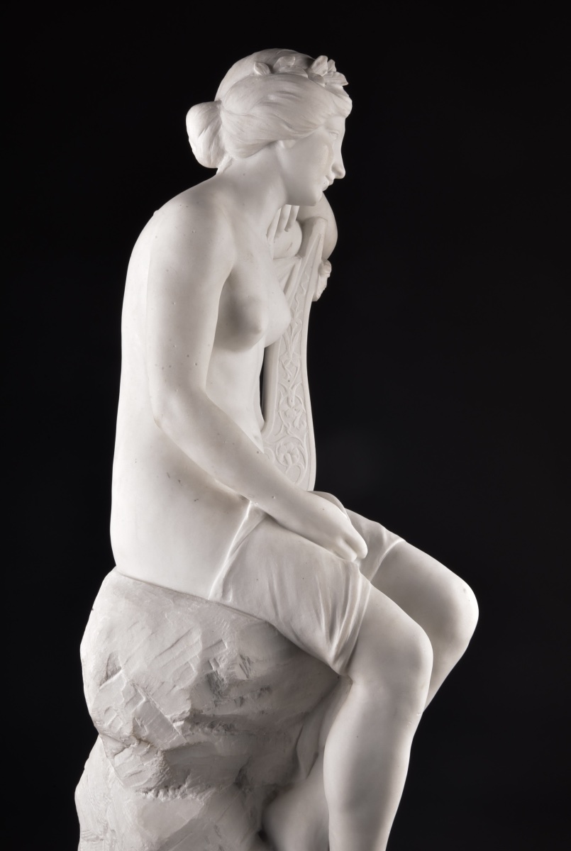 Meditazione – Attilio Fagioli (1877–1966) Sculpture monumentale en marbre de Carrare-photo-4