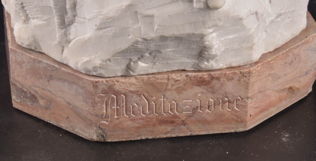 Meditazione – Attilio Fagioli (1877–1966) Sculpture monumentale en marbre de Carrare-photo-2