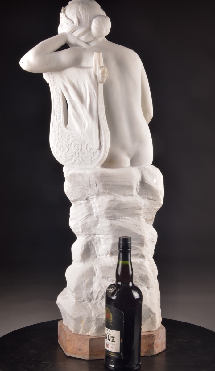 Meditazione – Attilio Fagioli (1877–1966) Sculpture monumentale en marbre de Carrare-photo-3