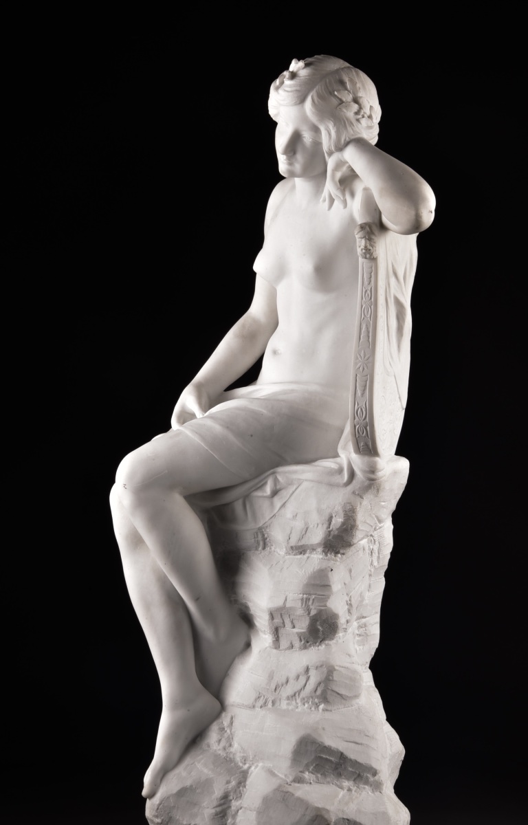 Meditazione – Attilio Fagioli (1877–1966) Sculpture monumentale en marbre de Carrare-photo-4