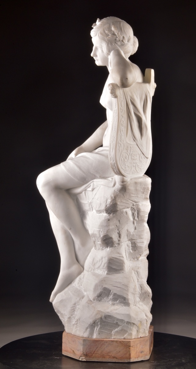 Meditazione – Attilio Fagioli (1877–1966) Sculpture monumentale en marbre de Carrare-photo-5