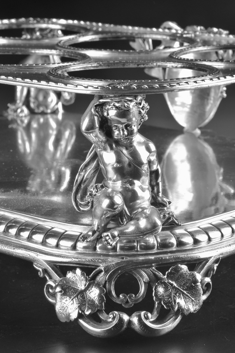 Christofle Six-compartment Carafe Holder With Putti, France, Late 19th Century-photo-4